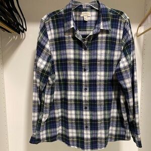 L.L. Bean Blue and Green Plaid Casual Shirt